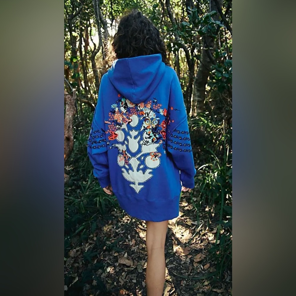 NWT FP Movement At My Best Embroidered Hoodie~ Stellar Blue - Picture 1 of 5